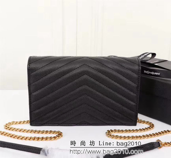 YSL聖羅蘭 專櫃最新V紋皮 金色五金扣 可拆卸鏈條 小挎包 27720 YAS1269